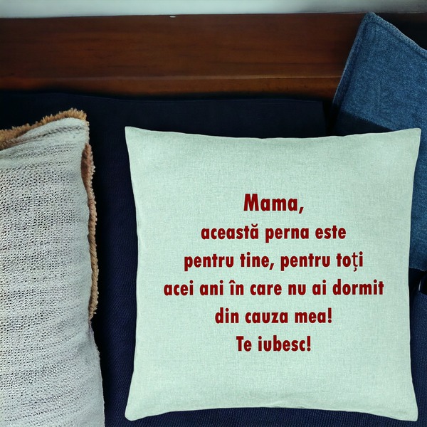 Perna Decorativa, Model Pentru Mama Te iubesc 3, 40x40 cm, Verde Menta, Husa Detasabila, Burduf 17 bsc0233 PhotoRoom 1