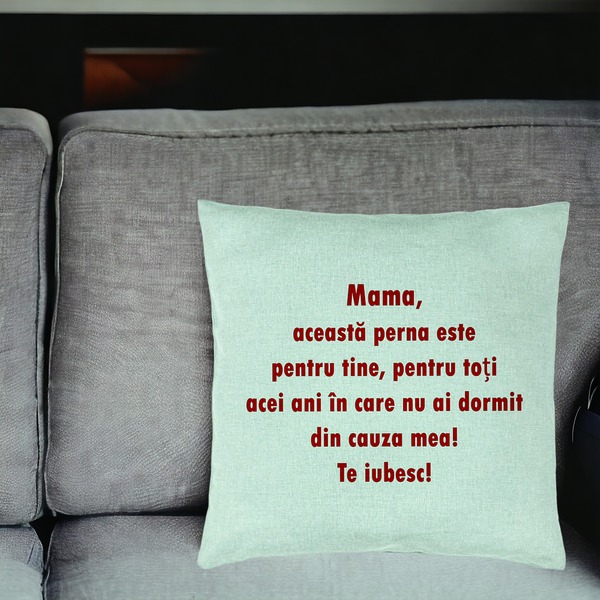 Perna Decorativa, Model Pentru Mama Te iubesc 3, 40x40 cm, Verde Menta, Husa Detasabila, Burduf 18 bsc0233 PhotoRoom 2