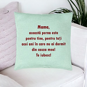 Alternative view of Perna Decorativa, Model Pentru Mama Te iubesc 3, 40x40 cm, Verde Menta, Husa Detasabila, Burduf