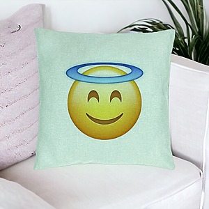 Alternative view of Perna Decorativa, Model Model Emoji Zen, 40x40 cm, Verde Menta, Husa Detasabila, Burduf