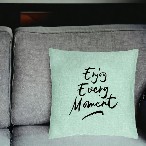 Perna Decorativa, Model Enjoy Every Moment, 40x40 cm, Verde Menta, Husa Detasabila, Burduf 18 bsc0236 PhotoRoom 2