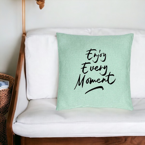 Perna Decorativa, Model Enjoy Every Moment, 40x40 cm, Verde Menta, Husa Detasabila, Burduf 20 bsc0236 PhotoRoom 4
