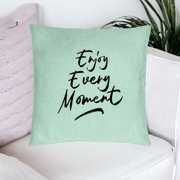 Perna Decorativa, Model Enjoy Every Moment, 40x40 cm, Verde Menta, Husa Detasabila, Burduf 16 bsc0236 PhotoRoom