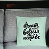 Perna Decorativa, Model Dream Believe Achieve, 40x40 cm, Verde Menta, Husa Detasabila, Burduf 25 bsc0237 PhotoRoom 2