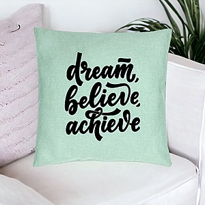 Alternative view of Perna Decorativa, Model Dream Believe Achieve, 40x40 cm, Verde Menta, Husa Detasabila, Burduf