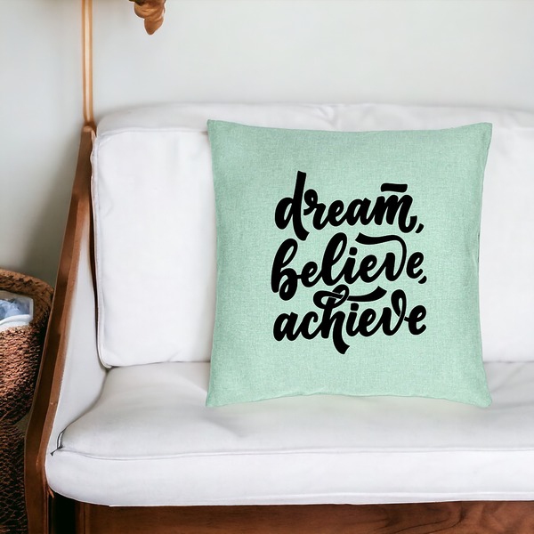 Perna Decorativa, Model Dream Believe Achieve, 40x40 cm, Verde Menta, Husa Detasabila, Burduf 20 bsc0237 PhotoRoom 4