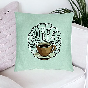 Alternative view of Perna Decorativa, Model Coffe Lover, 40x40 cm, Verde Menta, Husa Detasabila, Burduf