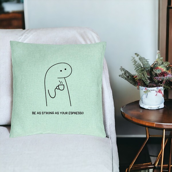 Perna Decorativa, Model Be As Strong As Your Espresso, 40x40 cm, Verde Menta, Husa Detasabila, Burduf 19 bsc0240 PhotoRoom 3