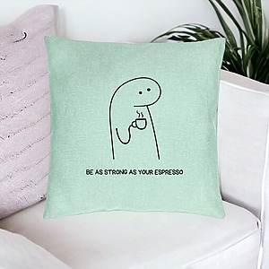 Alternative view of Perna Decorativa, Model Be As Strong As Your Espresso, 40x40 cm, Verde Menta, Husa Detasabila, Burduf