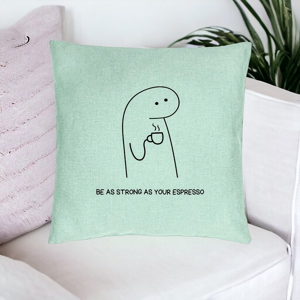 Perna Decorativa, Model Be As Strong As Your Espresso, 40x40 cm, Verde Menta, Husa Detasabila, Burduf 16 bsc0240 PhotoRoom