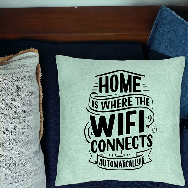 Perna Decorativa, Model Home is Where WIFI Connects Automatically, 40x40 cm, Verde Menta, Husa Detasabila, Burduf 17 bsc0241 PhotoRoom 1