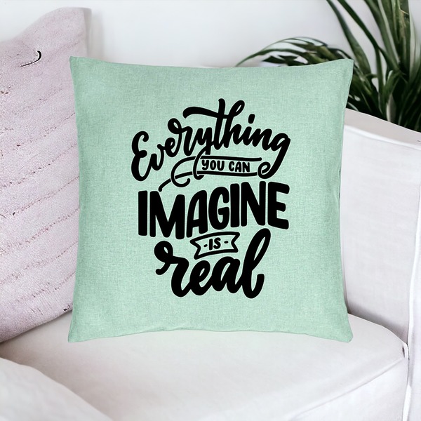 Perna Decorativa, Model Everything You can Imagine is Real, 40x40 cm, Verde Menta, Husa Detasabila, Burduf 16 bsc0242 PhotoRoom