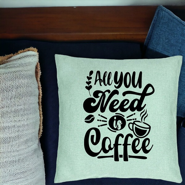 Perna Decorativa, Model All You Need is Coffee, 40x40 cm, Verde Menta, Husa Detasabila, Burduf 17 bsc0243 PhotoRoom 1