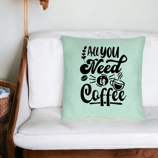 Perna Decorativa, Model All You Need is Coffee, 40x40 cm, Verde Menta, Husa Detasabila, Burduf 20 bsc0243 PhotoRoom 4