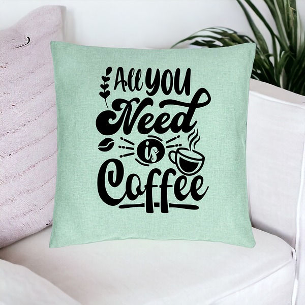 Perna Decorativa, Model All You Need is Coffee, 40x40 cm, Verde Menta, Husa Detasabila, Burduf 16 bsc0243 PhotoRoom