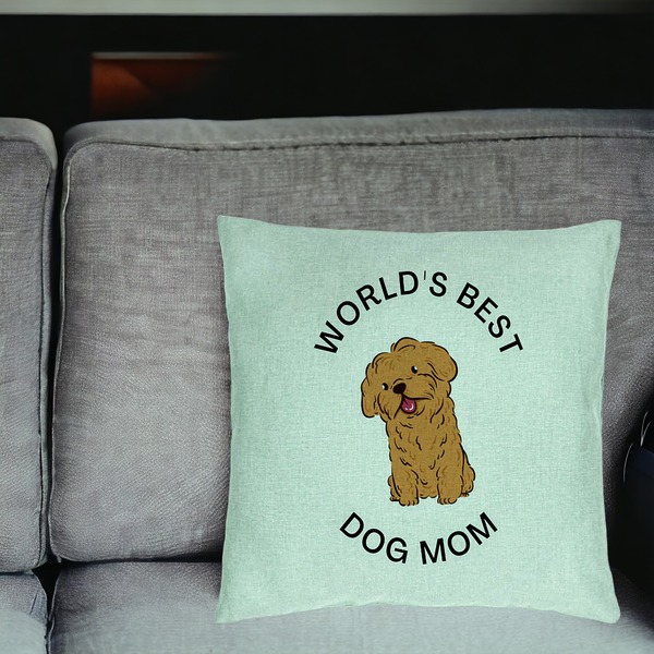Perna Decorativa, Model World's Best Dog Mom, 40x40 cm, Verde Menta, Husa Detasabila, Burduf 17 bsc0244 PhotoRoom 1