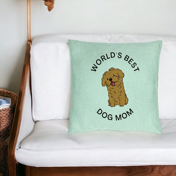 Perna Decorativa, Model World's Best Dog Mom, 40x40 cm, Verde Menta, Husa Detasabila, Burduf 19 bsc0244 PhotoRoom 3