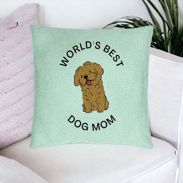 Perna Decorativa, Model World's Best Dog Mom, 40x40 cm, Verde Menta, Husa Detasabila, Burduf 20 bsc0244 PhotoRoom 4