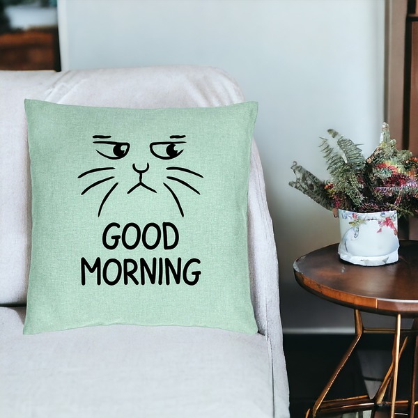 Perna Decorativa, Model Good Morning, 40x40 cm, Verde Menta, Husa Detasabila, Burduf 19 bsc0246 PhotoRoom 3