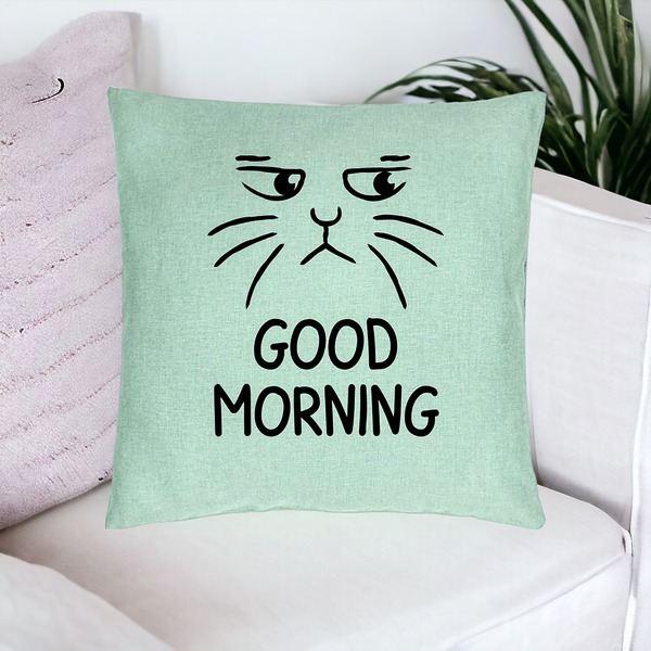 Perna Decorativa, Model Good Morning, 40x40 cm, Verde Menta, Husa Detasabila, Burduf 16 bsc0246 PhotoRoom