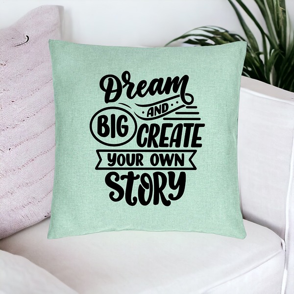 Perna Decorativa, Model Dream Big and Create Your Own Story, 40x40 cm, Verde Menta, Husa Detasabila, Burduf 17 bsc0247 PhotoRoom 1