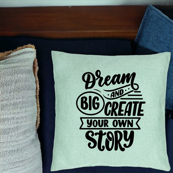 Perna Decorativa, Model Dream Big and Create Your Own Story, 40x40 cm, Verde Menta, Husa Detasabila, Burduf 18 bsc0247 PhotoRoom 2