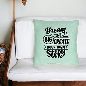 Alternative view of Perna Decorativa, Model Dream Big and Create Your Own Story, 40x40 cm, Verde Menta, Husa Detasabila, Burduf