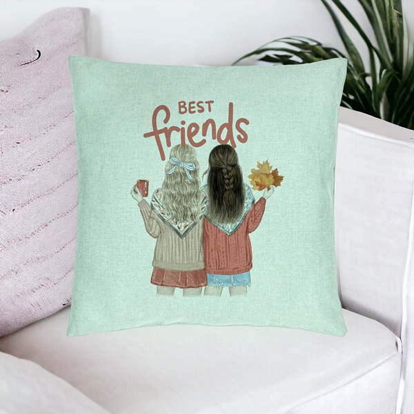 Perna Decorativa, Model Best Friends, 40x40 cm, Verde Menta, Husa Detasabila, Burduf 16 bsc0248 PhotoRoom