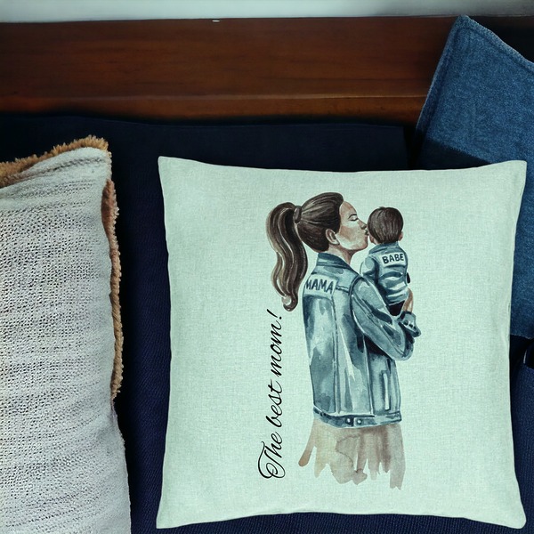 Perna Decorativa, Model The Best Mom 40x40 cm, Verde Menta, Husa Detasabila, Burduf 17 bsc0250 PhotoRoom 1