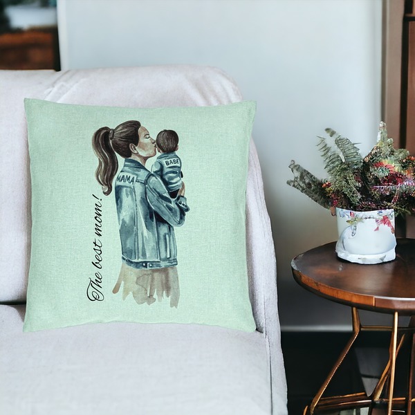 Perna Decorativa, Model The Best Mom 40x40 cm, Verde Menta, Husa Detasabila, Burduf 19 bsc0250 PhotoRoom 3