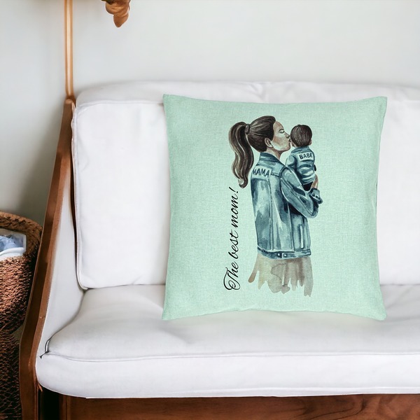 Perna Decorativa, Model The Best Mom 40x40 cm, Verde Menta, Husa Detasabila, Burduf 20 bsc0250 PhotoRoom 4