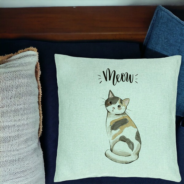 Perna Decorativa, Model Meow, 40x40 cm, Verde Menta, Husa Detasabila, Burduf 17 bsc0252 PhotoRoom 1