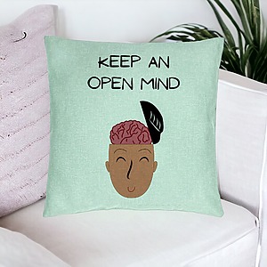 Alternative view of Perna Decorativa, Model Keep an Open Mind, 40x40 cm, Verde Menta, Husa Detasabila, Burduf