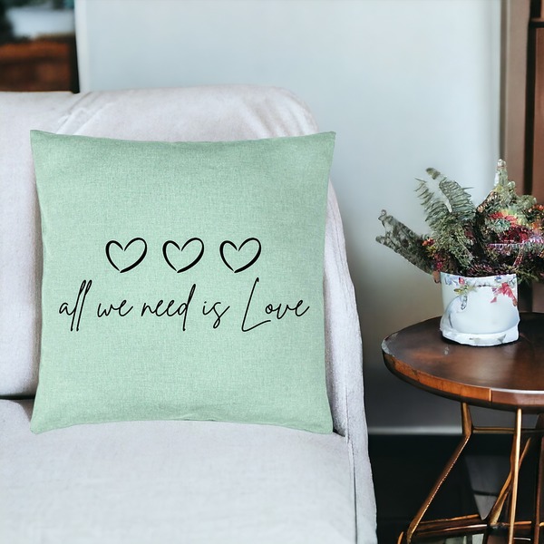 Perna Decorativa, Model All we need is Love, 40x40 cm, Verde Menta, Husa Detasabila, Burduf 19 bsc0255 PhotoRoom 3