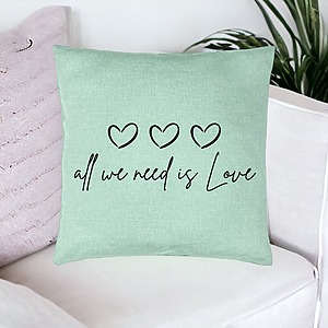 Alternative view of Perna Decorativa, Model All we need is Love, 40x40 cm, Verde Menta, Husa Detasabila, Burduf