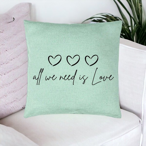 Perna Decorativa, Model All we need is Love, 40x40 cm, Verde Menta, Husa Detasabila, Burduf 16 bsc0255 PhotoRoom