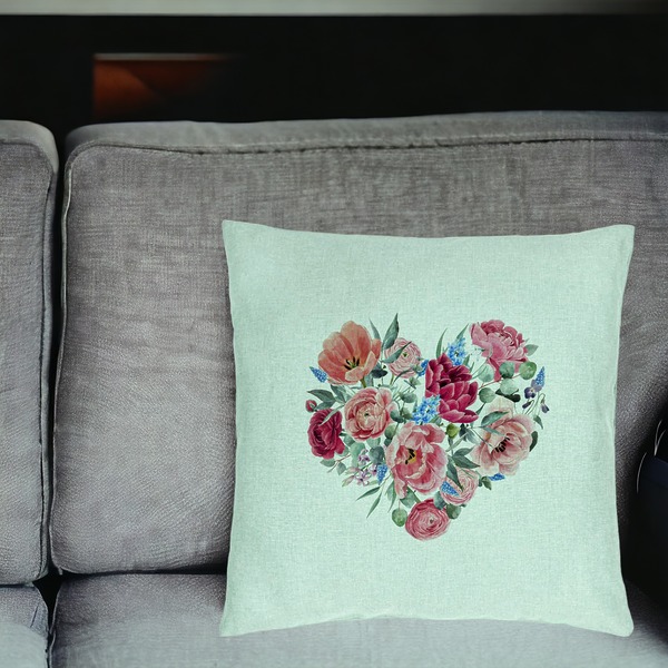 Perna Decorativa, Model Heart of Flowers, 40x40 cm, Verde Menta, Husa Detasabila, Burduf 18 bsc0256 PhotoRoom 2