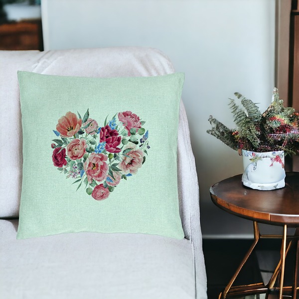 Perna Decorativa, Model Heart of Flowers, 40x40 cm, Verde Menta, Husa Detasabila, Burduf 19 bsc0256 PhotoRoom 3