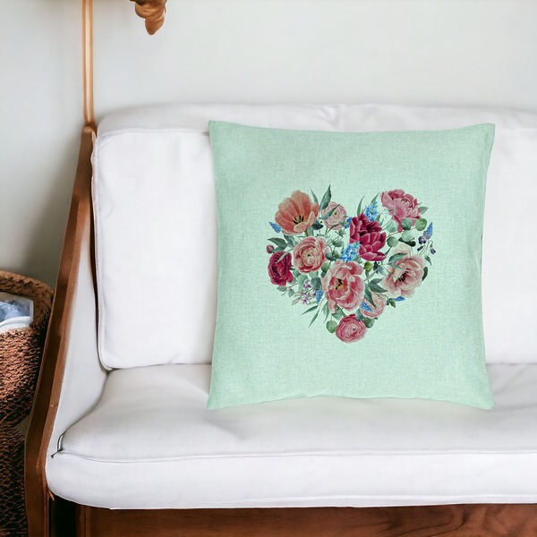 Perna Decorativa, Model Heart of Flowers, 40x40 cm, Verde Menta, Husa Detasabila, Burduf 20 bsc0256 PhotoRoom 4