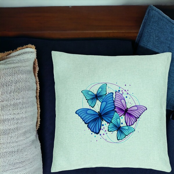 Perna Decorativa, Model Colorful Butterflies, 40x40 cm, Verde Menta, Husa Detasabila, Burduf 17 bsc0258 PhotoRoom 1