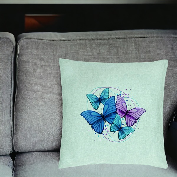 Perna Decorativa, Model Colorful Butterflies, 40x40 cm, Verde Menta, Husa Detasabila, Burduf 18 bsc0258 PhotoRoom 2