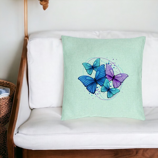 Perna Decorativa, Model Colorful Butterflies, 40x40 cm, Verde Menta, Husa Detasabila, Burduf 20 bsc0258 PhotoRoom 4