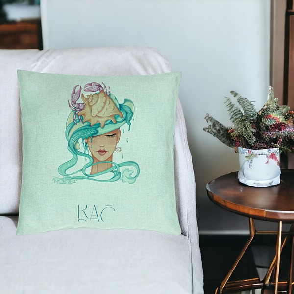 Perna Decorativa, Model Zodia Rac, 40x40 cm, Verde Menta, Husa Detasabila, Burduf 19 bsc0262 PhotoRoom 3