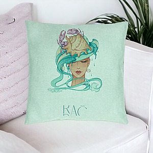 Alternative view of Perna Decorativa, Model Zodia Rac, 40x40 cm, Verde Menta, Husa Detasabila, Burduf