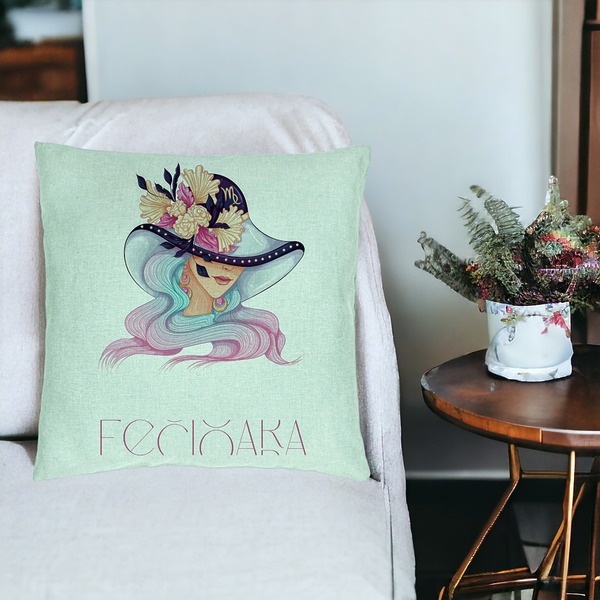 Perna Decorativa, Model Zodia Fecioara, 40x40 cm, Verde Menta, Husa Detasabila, Burduf 19 bsc0264 PhotoRoom 3