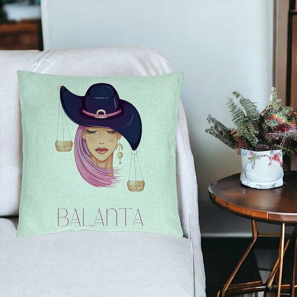 Perna Decorativa, Model Zodia Balanta, 40x40 cm, Verde Menta, Husa Detasabila, Burduf 19 bsc0265 PhotoRoom 3