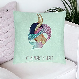 Alternative view of Perna Decorativa, Model Zodia Capricorn, 40x40 cm, Verde Menta, Husa Detasabila, Burduf