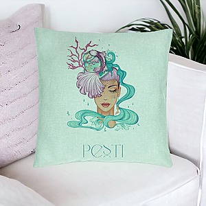 Alternative view of Perna Decorativa, Model Zodia Pesti, 40x40 cm, Verde Menta, Husa Detasabila, Burduf