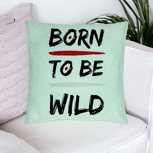 Perna Decorativa, Model Born to Be Wild, 40x40 cm, Verde Menta, Husa Detasabila, Burduf 16 bsc0271 PhotoRoom