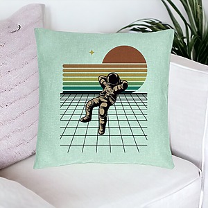 Alternative view of Perna Decorativa, Model Astronaut To the Moon, 40x40 cm, Verde Menta, Husa Detasabila, Burduf